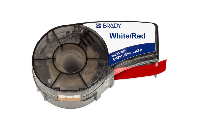 B595 Vinyl Label White/Red 9.5mm x 6.4m (M21-375-595-RD) B595 Vinyl Label White/Red 9.5mm x 6.4m (M21-375-595-RD)