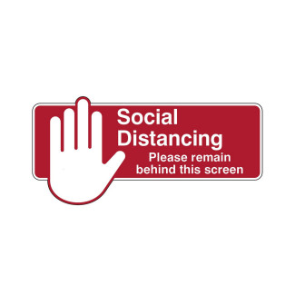 Covid-19 Please Remain Behind the Screen, 50mm x 150mm, Self-Adhesive Polyester (I/PIC923/EN550/PE-150x50/1) Covid-19 Please Remain Behind the Screen, 50mm x 150mm, Self-Adhesive Polyester (I/PIC923/EN550/PE-150x50/1)