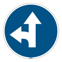 Floor Sign Go Straight and Left, 350mm diameter (PIC911-D350-FLO)