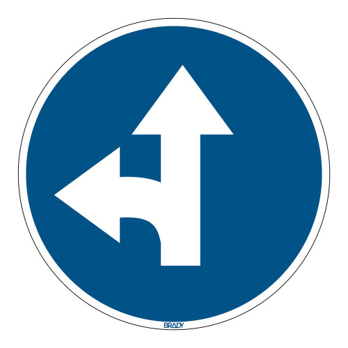 Floor Sign Go Straight and Left, 350mm diameter (PIC911-D350-FLO)