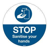 Floor Sign Sanitise Your Hands, 350mm diameter (PIC905-D350-FLO-EN)