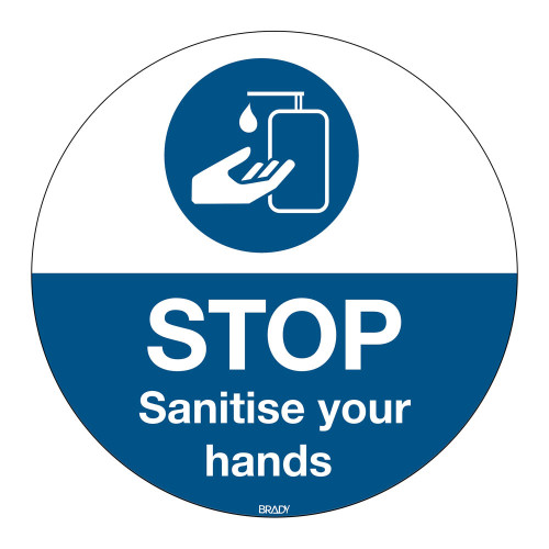 Floor Sign Sanitise Your Hands, 350mm diameter (PIC905-D350-FLO-EN)