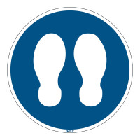 Floor Sign Stand Here - Blue, 350mm diameter (PIC912-D350-FLO-BL)