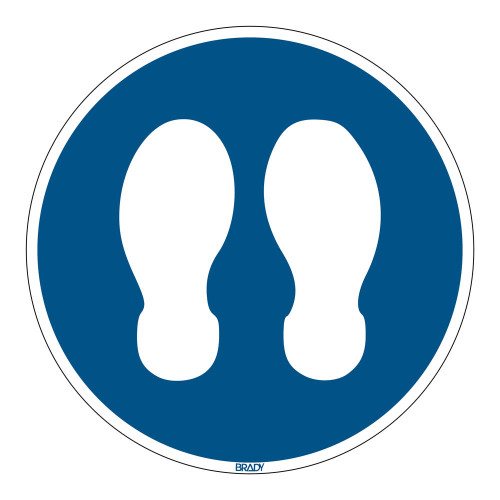 Floor Sign Stand Here - Blue, 350mm diameter (PIC912-D350-FLO-BL)