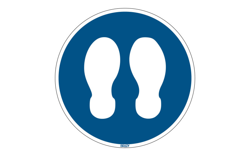 Floor Sign Stand Here - Blue, 350mm diameter (PIC912-D350-FLO-BL)