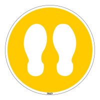 Floor Sign Stand Here - Yellow, 350mm diameter (PIC912-D350-FLO-YL)