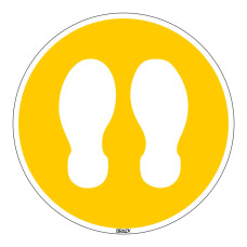 Floor Sign Stand Here - Yellow, 350mm diameter (PIC912-D350-FLO-YL)