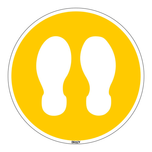 Floor Sign Stand Here - Yellow, 350mm diameter (PIC912-D350-FLO-YL)