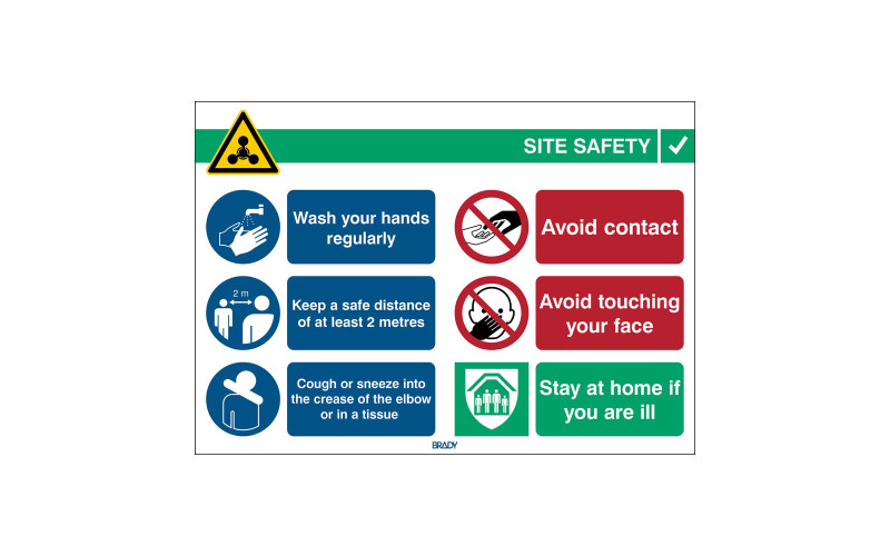 Covid-19 General Sign, 371mm x 262mm, Self-Adhesive Polyester (COVID-19-GEN-EN)