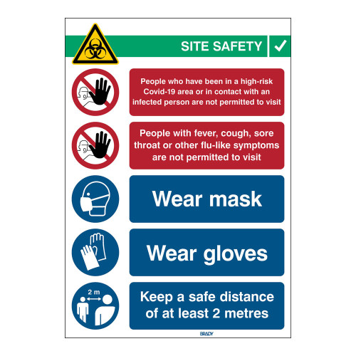 Covid-19 Reception 2 Sign, 262mm x 371mm, Self-Adhesive Polyester (COVID-19-REC2-EN)