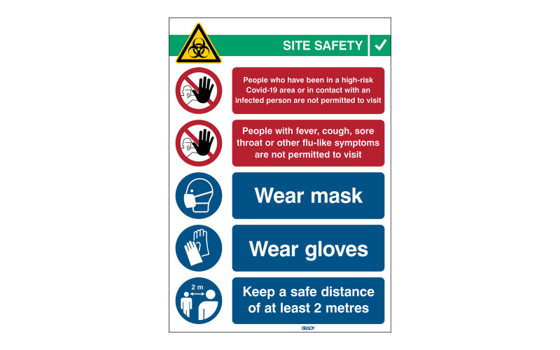 Covid-19 Reception 2 Sign, 262mm x 371mm, Self-Adhesive Polyester (COVID-19-REC2-EN)