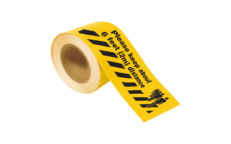 Covid-19 Toughstripe Floor Tape 102mm x 30m - Yellow, 2m social distance