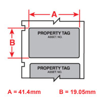 Property Tag Black/Matt Silver Labels, 19mm x 41mm x 250 labels (M7-35-428-PROP)