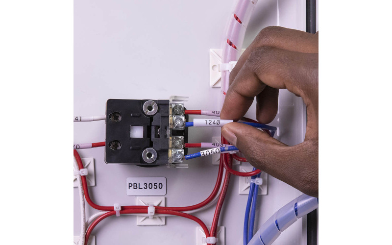 Rotating Self-Lam White 3-5mm wire diameter, 25mm(W) x 44mm(H) 75 labels (M6-203-427-RO)
