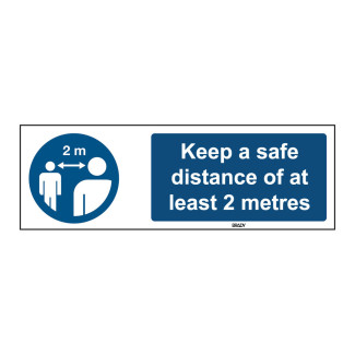 Self-Adhesive Polyester Sign, Safe distance 50mm x 150mm x single