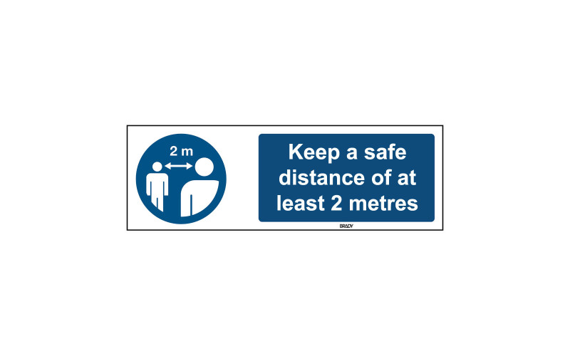 Rigid Polypropylene Sign, Safe distance 150mm x 450mm x single