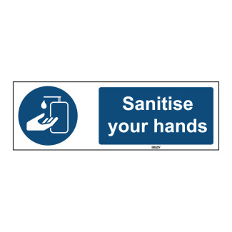 Rigid Polypropylene Sign, Sanitise your hands 150mm x 450mm x single