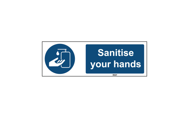 Rigid Polypropylene Sign, Sanitise your hands 150mm x 450mm x single Rigid Polypropylene Sign, Sanitise your hands 150mm x 450mm x single