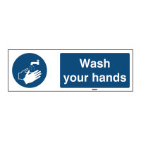 Self-Adhesive Polyester Sign, Wash your hands 105mm x 297mm x single