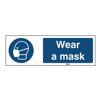 Rigid Polypropylene Sign, Wear a mask 150mm x 450mm x single