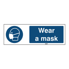 Self-Adhesive Polyester Sign, Wear a mask 50mm x 150mm x single