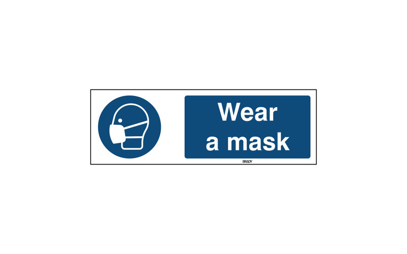 Rigid Polypropylene Sign, Wear a mask 150mm x 450mm x single
