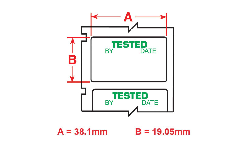 Tested Green on White labels, 19.1mm(W) x 38.1mm(H) x 250 labels (M6-30-423-TEST) Tested Green on White labels, 19.1mm(W) x 38.1mm(H) x 250 labels (M6-30-423-TEST)
