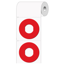 Raised Profile Labels THTEP-19-7593-RD, Round 60mm dia - Fanfolded Red
